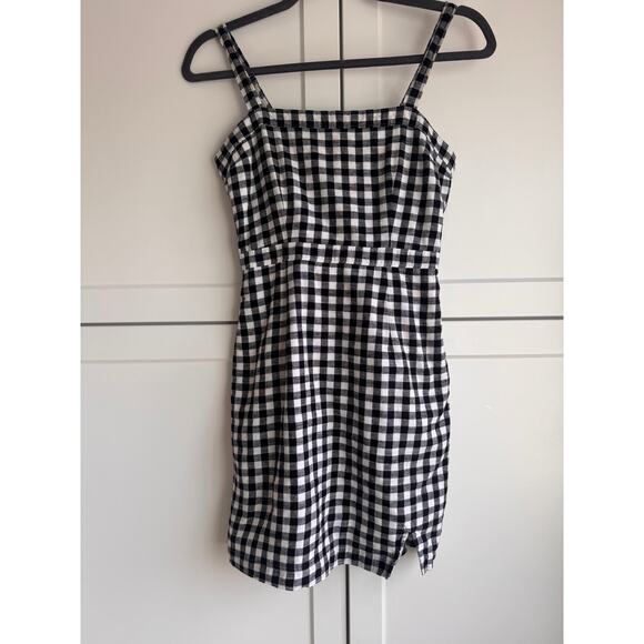 Abercrombie & Fitch Gingham Check Mini Dress XS Black White Square Neck - Picture 11 of 11